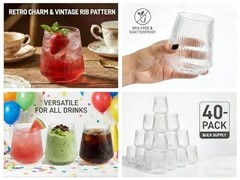 40 Pack 13.5oz Plastic Stemless Wine Glasses – Unbreakable BPA 40 PCS Clear