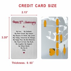 11 Year Anniversary Card for Him Her Women Men- Steel 11th Wedding Anniversar…