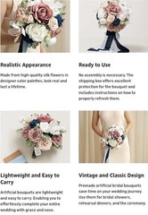 Ling’s Moment 9″ Wedding Dusty Rose/ Navy Bouquet for Bride, Bridesmaid’s Bouque