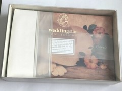 Western Wedding Guest Book, Pastel and Ivory Cowboy Hat and Roses