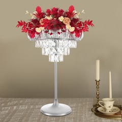 Wedding Flower Stand Clear Acrylic & Silver Iron 42 × 60 cm Floor/Tabletop