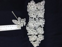 60 Flower.Bridal Satin Rose Flowers w/ Pearl White.5 Flower Per Bunch x 12 / bag