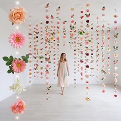 Suncalla 6 Pack 35.4ft Fake Flower Garland Backdrop with LED Multi Color Lovely