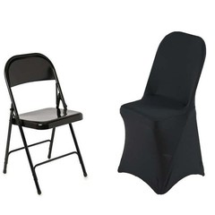 10 Black PREMIUM QUALITY SPANDEX FOLDING CHAIR COVERS Dinner Banquet Decorations