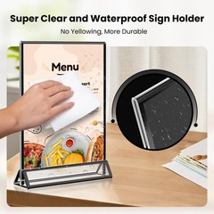 Acrylic Black Sign Holders 5×7, 12 Pack Wedding Black Table Number Holders,