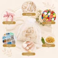 50 Pack Organza Bags 5 x 7 in Small Mesh Gift Bags 1 count (Pack of 50) White