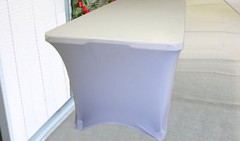 4-way stretch Rectangular spandex Fitted Tablecloth Table cover White ARCH 4 ft