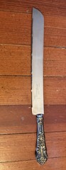 Vintage Sheffield England 24KT Gold Plated Serrated Knife w/ Box Ornate Handle!