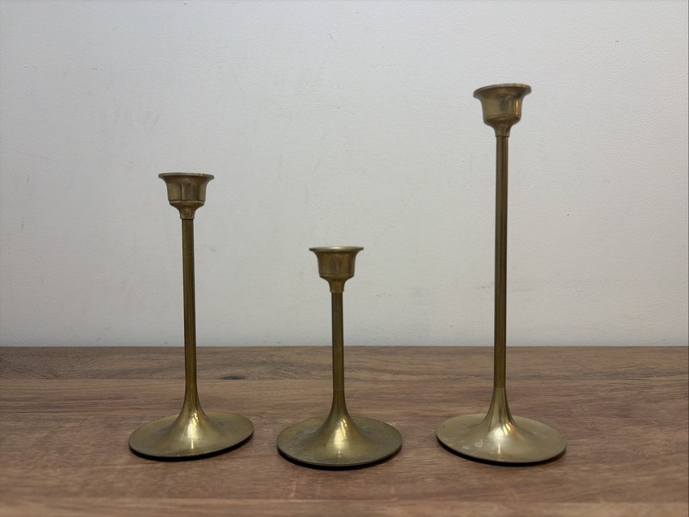 Vintage brass candle holder set of 3 home decor holiday Taiwan classic
