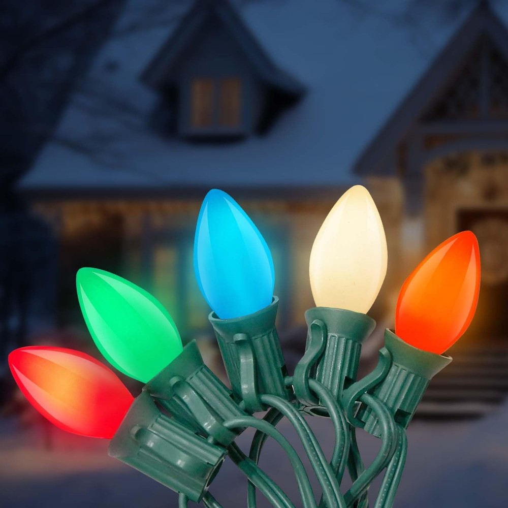 C7 Christmas Lights Outdoor, 25Ft Vintage Christmas String Lights with 27 Mul…