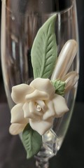Lillian Rose White orcelain Rose Wedding Toasting Glass Flutes – Set of Two