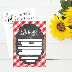 Hadley Designs 50 BBQ Party 50 Count (Pack of 1), Red and White Chalk Plaid