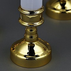6 White Gold 10″ LED Taper Candles Lights Candle Holders Wedding Centerpieces