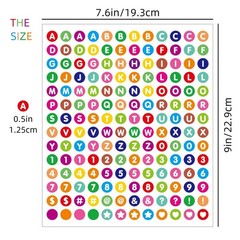 1680 Pcs 10 Sheets Colorful Alphabet Letter Stickers, 0.5in Vinyl Self-Adhesi…