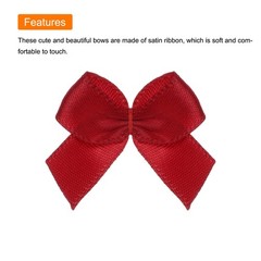 50Pcs Mini Ribbon Bows 3″ Mini Fabric Satin Ribbon Gift Flower Bows Wine Red