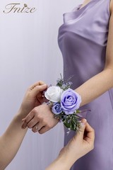 Fnize Purple Corsage and Boutonniere Set for Bride Groom Bridesmaids Groomsme…