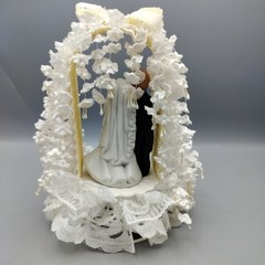 Wedding Cake Topper Bride Groom Lace Wisteria Baby Face VTG MCM Coast Novelty