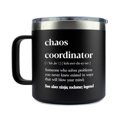 Chaos Coordinator Gifts for Men Tumbler Black 14oz – Thank You, Cor… Fast Ship