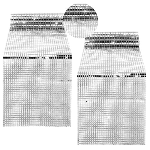 2 Pcs Glitter Disco Table Runner 12×71 Inch Disco Table Cloth Sequin Table