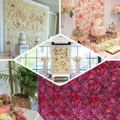 4 pcs Assorted Silk Flowers Wall Backdrop Panels Wedding Party Decorations