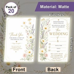 Wedding Invitation Template Elegant Floral Wildflower 4×6 Inches 20 Pieces