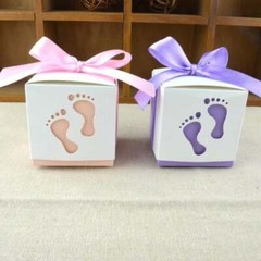 100x Blue Pink Baby Feet Baby Shower Favor Box Green Purple Baby Boy Girl Favors