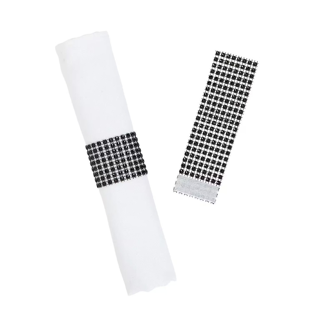 Black Rhinestone Napkin Rings, Party Supplies, 25 Pieces