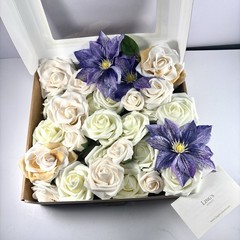 25 Ling’s Moment Artificial Foam Ivory Dusty Pink Roses Stems & Leaves Flowers