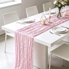 3 Pack Light Pink Cheesecloth Table Runner 21 x 120 21″×120“-3pcs,