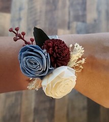 Burgundy Dusty Blue Bridal Bouquet Gray Sola Wood Rose Hydrangea Wedding Flowers