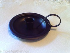 NEW Primitive BLACK Metal Taper Candle Holder Handle 5.5″ Country Western Rustic