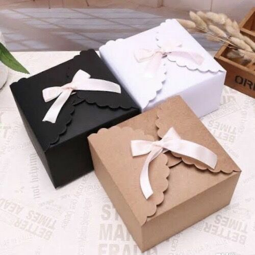 100x White Black Kraft Paper Box Cake Donut Cookie Favor Box Product Packing Box