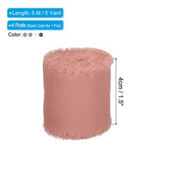1 Set/4 Rolls 1.5 In x 5 Yard Handmade Fringe Silk Chiffon Ribbon, 4 Colors