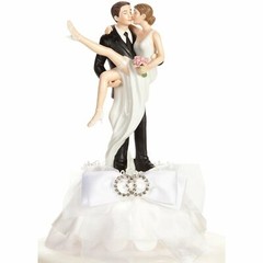 Funny Sexy Rhinestone Over the Threshold Wedding Rings Cake Topper