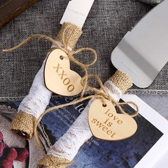 Rustic Style Stainless Steel Wedding Cake Knife and Serving Set Resin Plastic