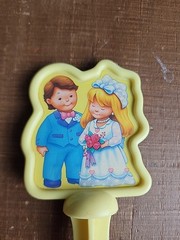 Vtg Fisher Price Cake Topper Bride & Groom Figurine Wedding Fun candle Food
