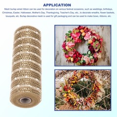 10 Inch Glitter Poly Burlap Mesh for Wreath Ribbon 10 Yard Brown & White