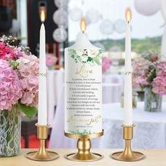 Unity Wedding Candles Ceremony Set – 3 Floral Candles Set with Gold Holders, …