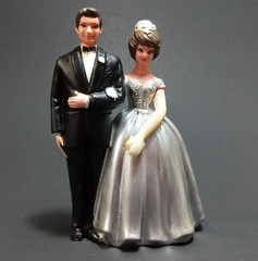 Vintage Wilton Cake Topper Bride and groom 1950s 3.5” Plastic Lot of 14