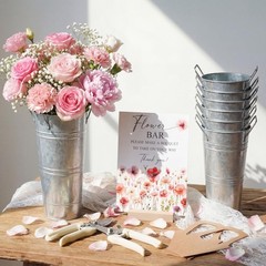 LEIFIDE Flower Bar Buckets Set Kit Bloom 8.66 x 7.09 inches, Silver