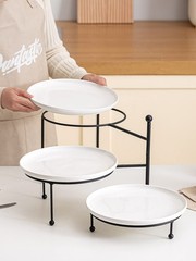 Kanwone 3 Tiered Serving Stand with White Porcelain 10 Inch, and Black