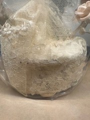 Vintage Deco Wedding Cake Topper Bells, Roses, Lace, Bride & Groom Original Box