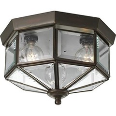 Three-Light Beveled Glass 9-3/4″ Close-to-Ceiling Bronze