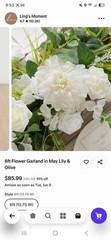 Ling’s Moment Artificial Floral Wedding Garland Green/White 6ft 4pc 13.75W