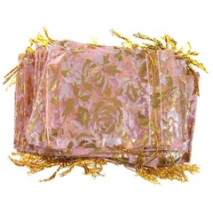 100Pc 7x9cm Rose Organza Drawstring Gift Jewelry Bags Pouches Wedding Xmas4677
