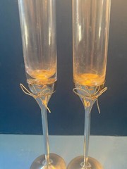 2 Vera Wang Crystal Champagne Glass Flutes Wedgwood Love Knots Bows Toasting