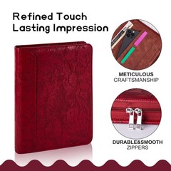 Vintage Red Embossed Planner Binder,Padfolio for Women,Leather Binder 3 Ring,…
