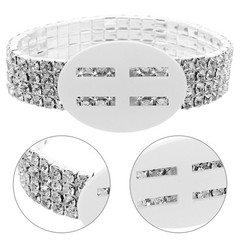 4 Pcs Elastic Wrist Corsage Bracelet Rhinestone Wedding Prom Anniversary
