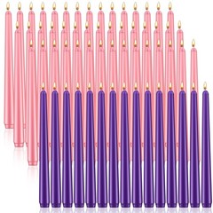 Patelai 60 Pcs Christmas Advent Candle Set Taper 10 inches, Purple Pink