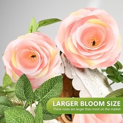 Sherika 2Pcs 14.5FT Artificial Flower Garland with 10 Roses, Fake Silk Pink